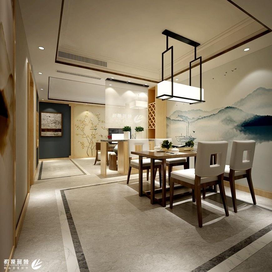 雅居乐湖居笔记,新中式风格效果图,餐厅设计