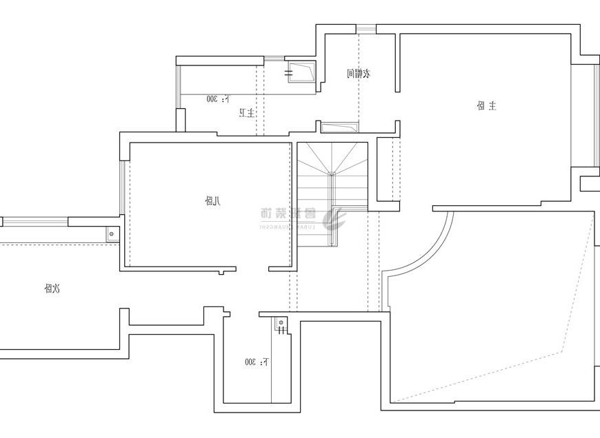 逸翠园港式风格效果图,二层原始户型