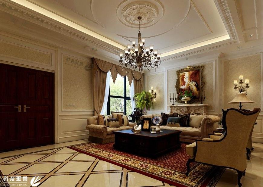 鸿基紫韵,欧式风格效果图,客厅沙发区设计